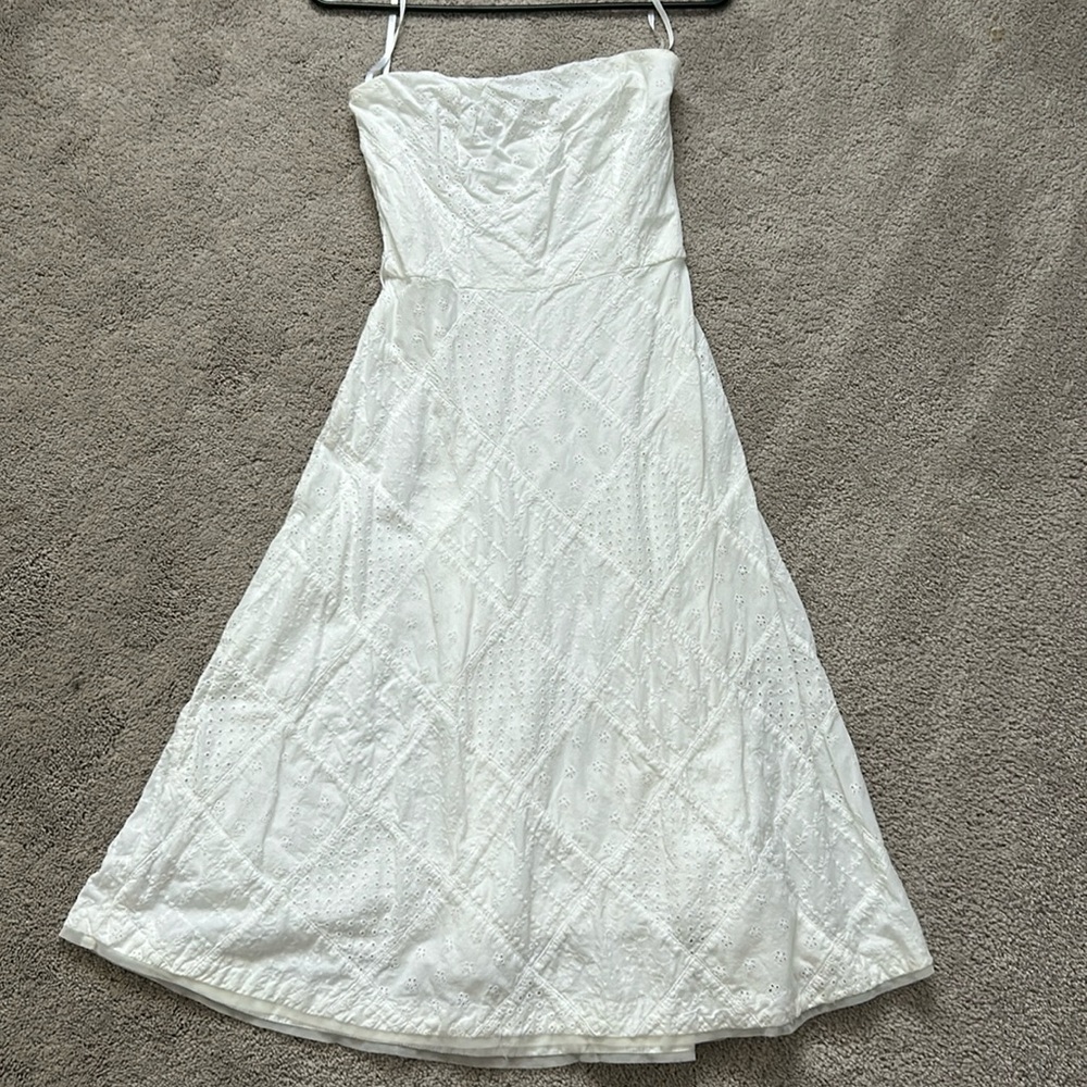 American Eagle Strapless White Eyelet Dress